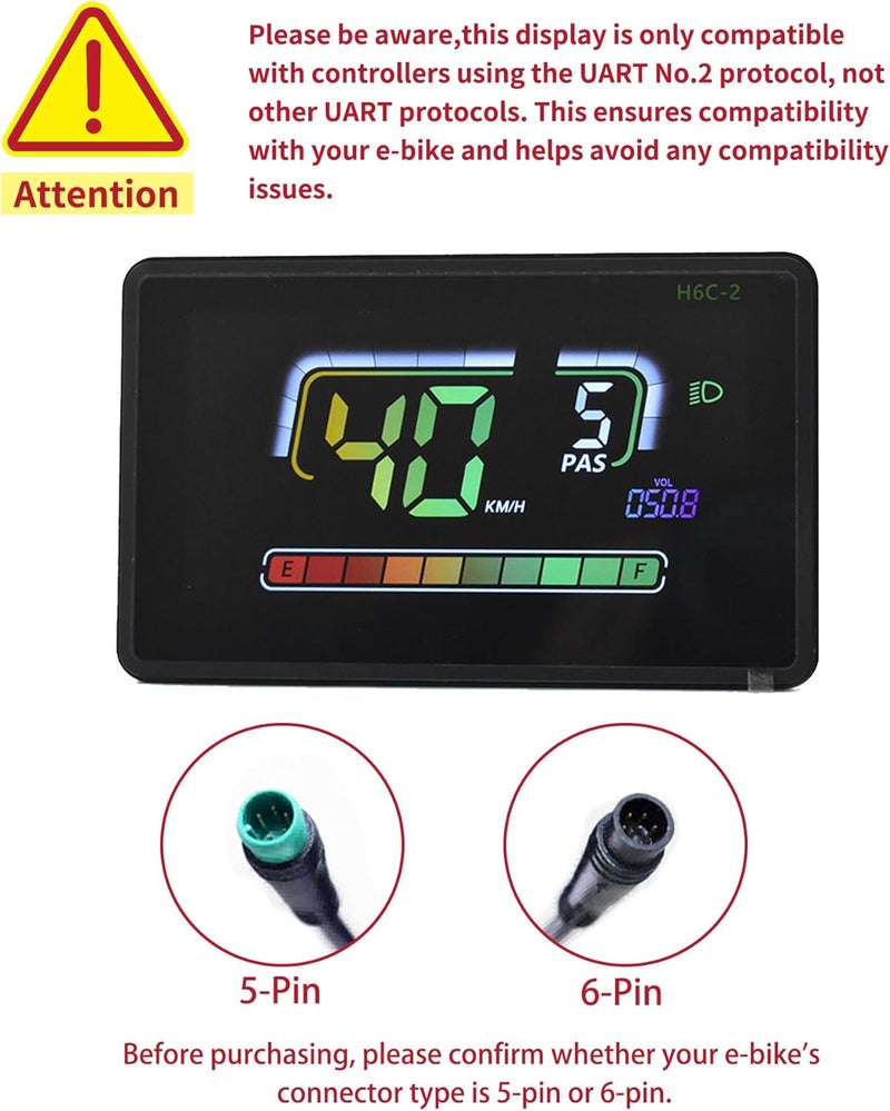 Mcezdy شاشة LCD للدراجة الكهربائية، بروتوكول UART رقم 2، كمبيوتر دراجة ملون متصل بالتطبيق، مع منفذ شحن USB، شاشة لوحة لعداد السرعة والمسافة للدراجة - Image 2